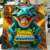 Personalized Name Custom Face Custom Dinosaur Shell Blanket